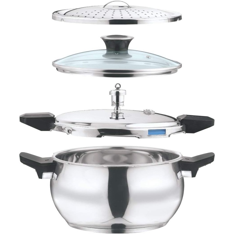 Vinod Magic Stainless Steel Smart 3 in 1 Pressure Cooker 5.5 Litre Open Box Store Pickup Only