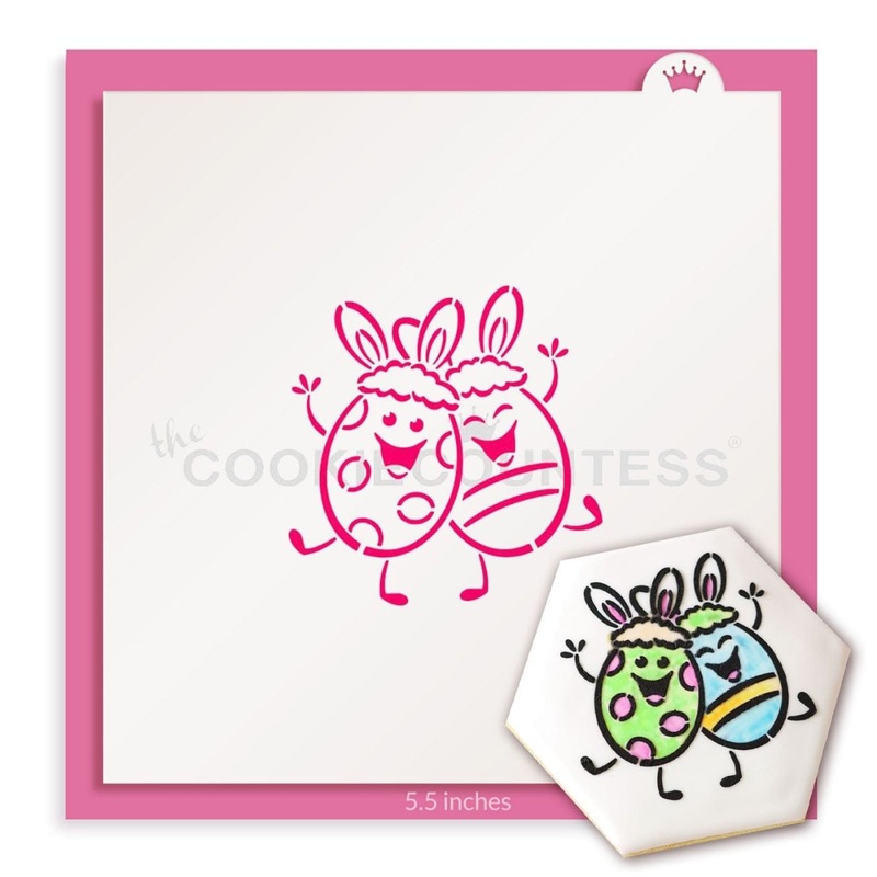 Happy Easter Eggs with Bunny Ears Stencil - Drawn by Krista