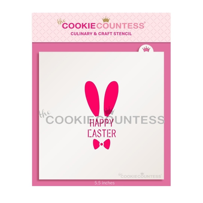 Happy Easter with Bunny Ears Stencil