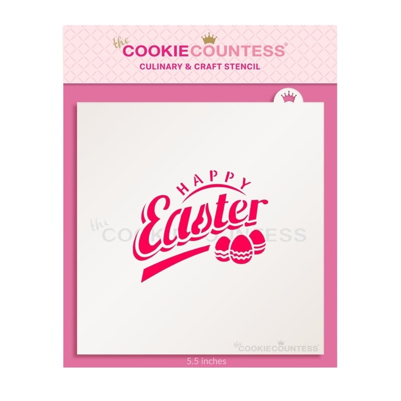 Happy Easter with Eggs Stencil