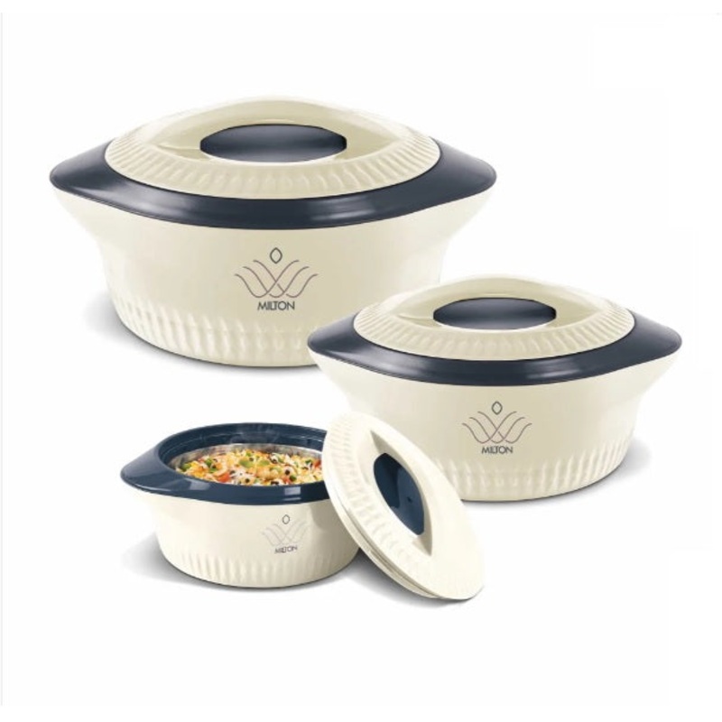 MILTON Casserole Royal Regular Gift Set 3 Pcs Set Hotpot (1000ml, 1500ml and 2000ml) Cream