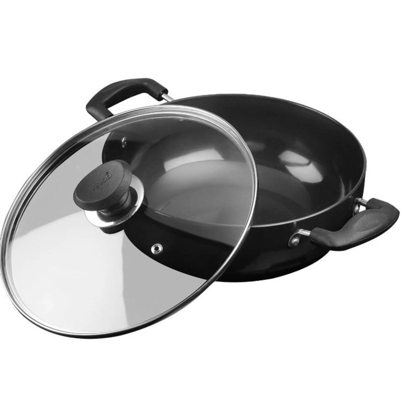 Vinod Hard Anodized Deep Kadai with Glass Lid 22cm 2.6 Liters