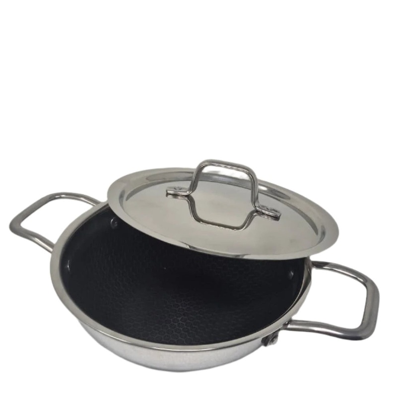 Vinod Nutri-Tech Honey Comb Stick Free Kadai with Lid 1.9 Liter/ 20 cm (Induction Friendly)