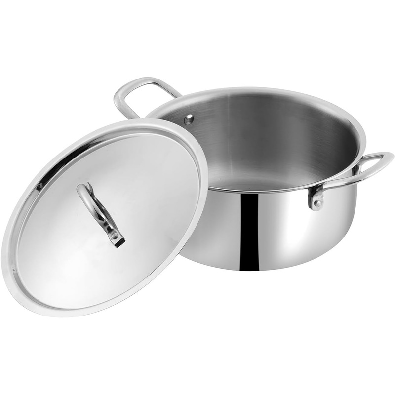 Vinod Smart Triply Stainless Steel Extra Deep Casserole 24cm (5 Liter) With Lid Induction Friendly
