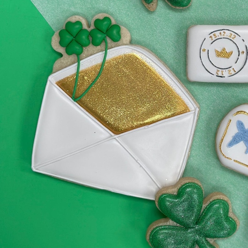 Envelope with Shamrocks cookie Cutter 3.5" X 4"
