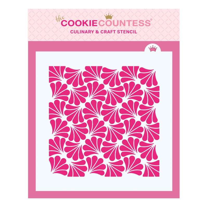 Floral Fans Pattern Stencil