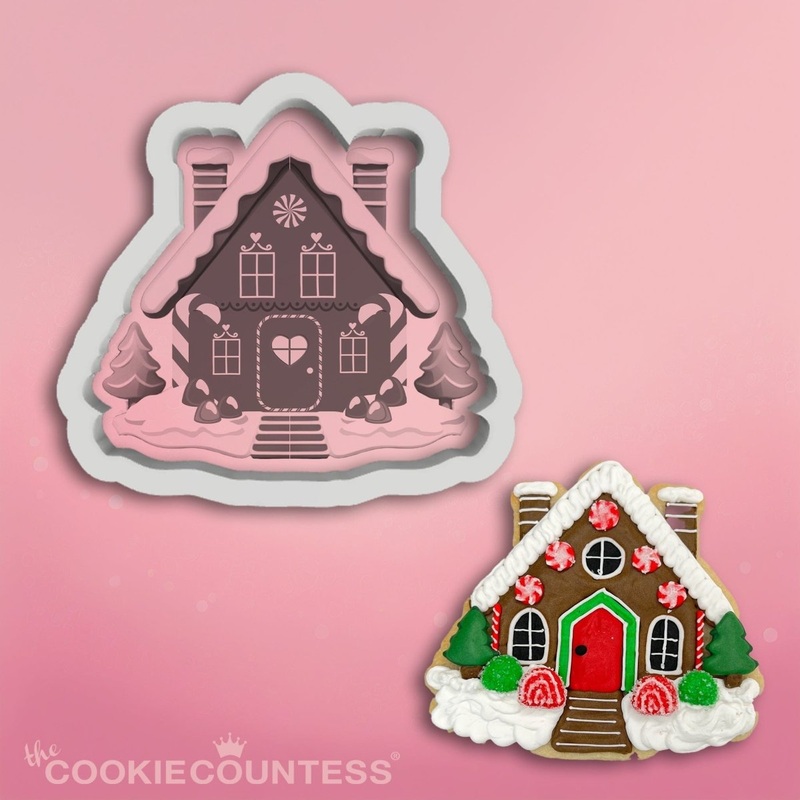 Gingerbread House with Trees Cookie Cutter