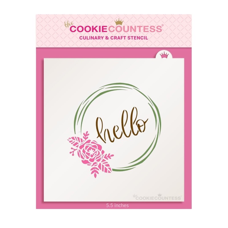 Hello Flowers Wreath 3 Piece Stencil
