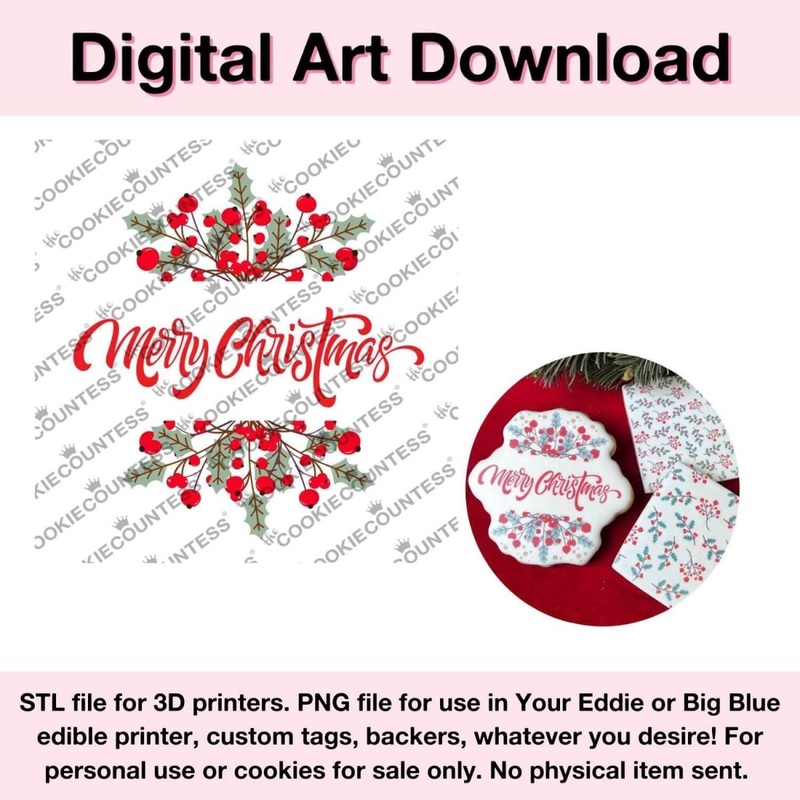 Merry Christmas Plaque and Greenery - Digital Download, Cutter and/or Artwork