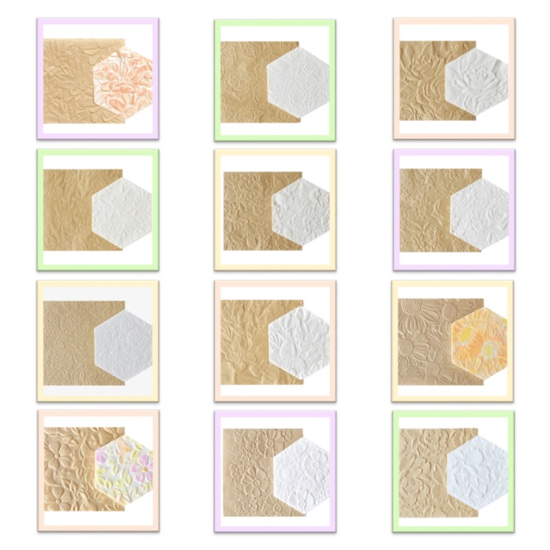 Parchment Texture Sheets - Floral Combo Set of 12 Sheets
