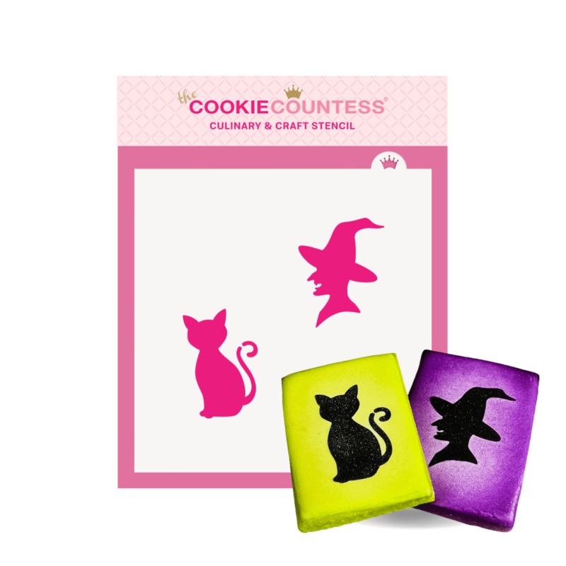 Witch and Cat Silhouette Stencil