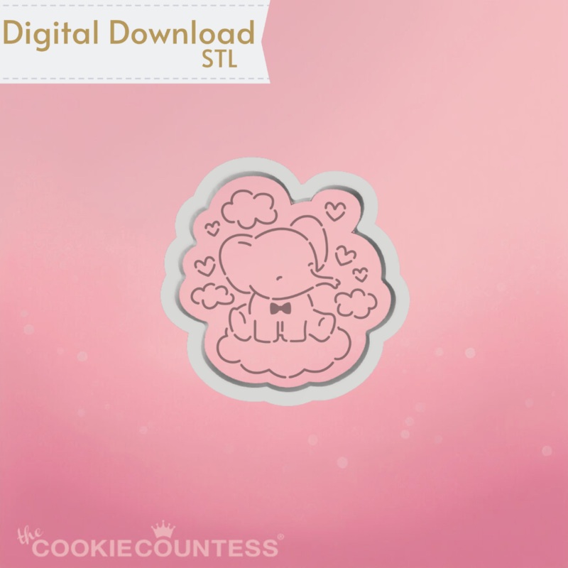 Baby Elephant with Heart Cookie cutter STL