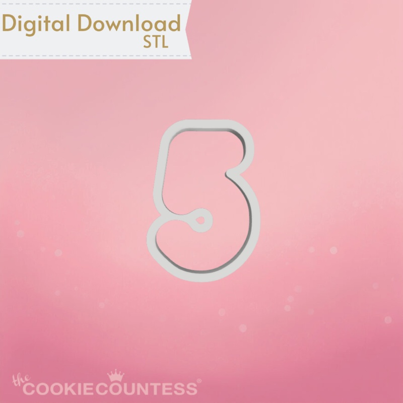 Balloon Number  Five Cookie Cutter STL