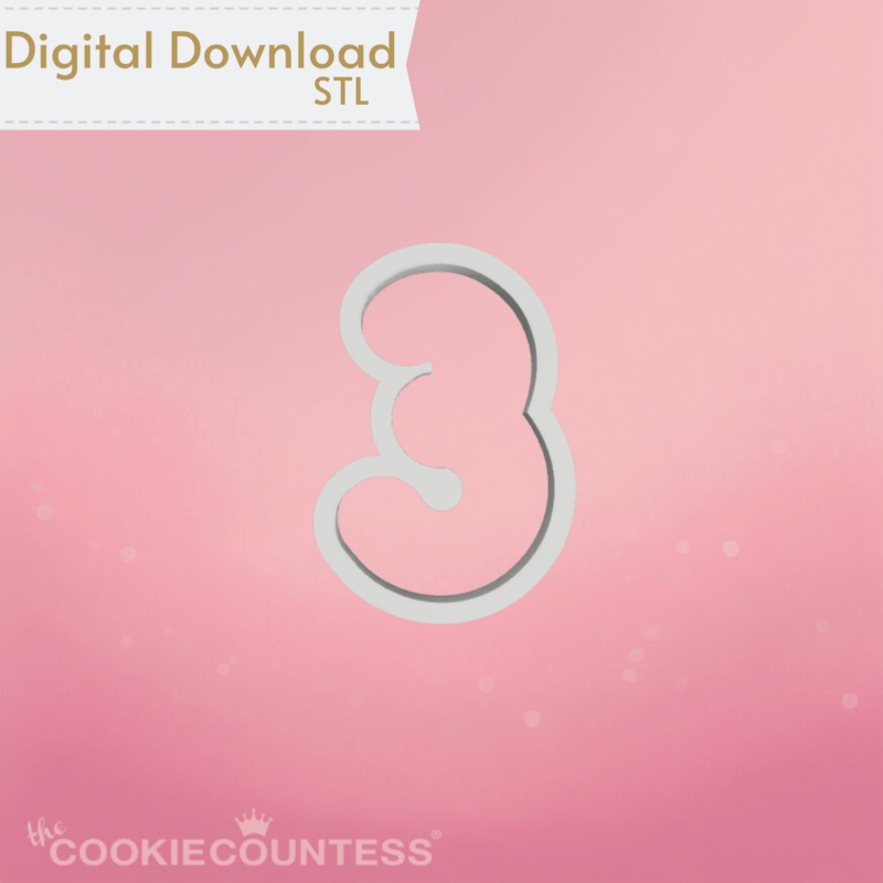 Balloon Number Three Cookie Cutter STL