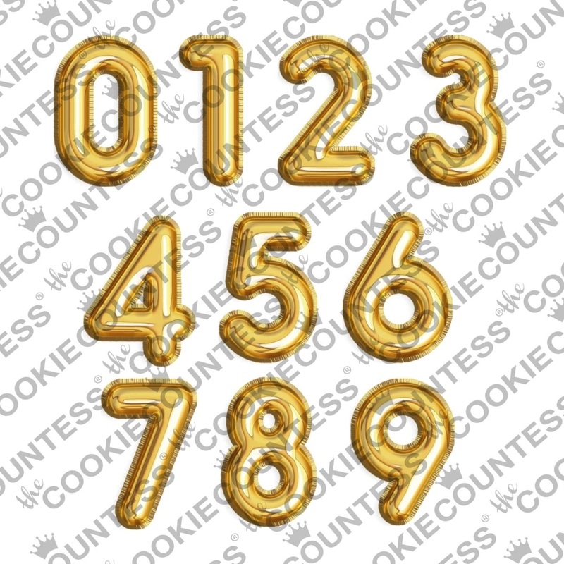 Gold Balloon Numbers - Digital Download, Cutter and/or Artwork