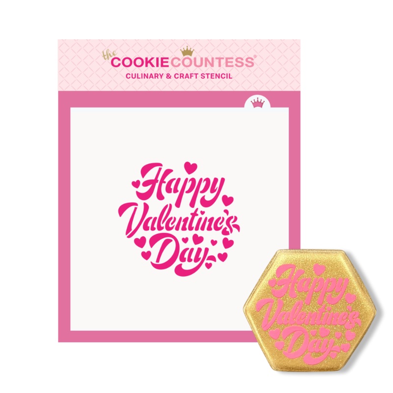 Happy Valentines Day Calligraphy Stencil and Cutter