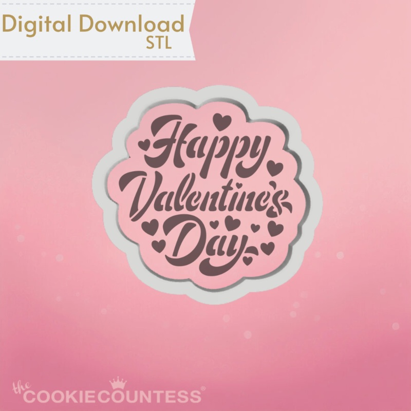 Happy Valentines Day Cookie Cutter STL