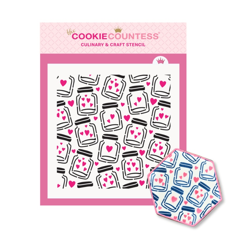 Hearts in Cute Jar 2 Piece Stencil set
