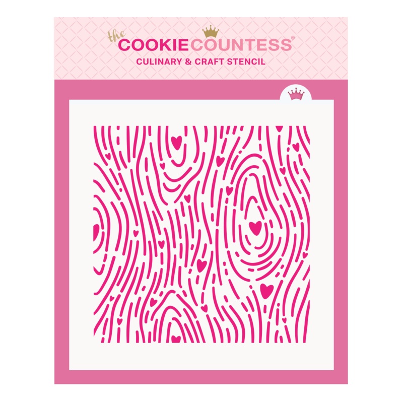 Hearts Wood Grain Pattern Stencil
