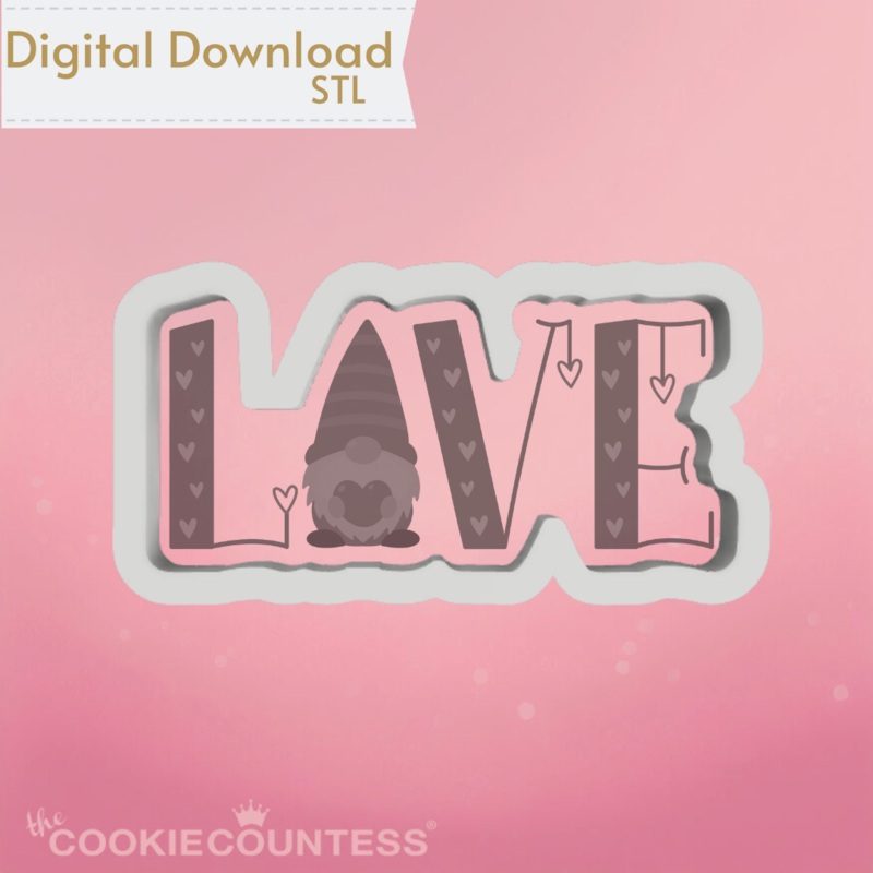 Love Gnome Cookie Cutter STL