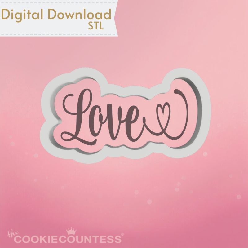 Love Script Cookie Cutter STL