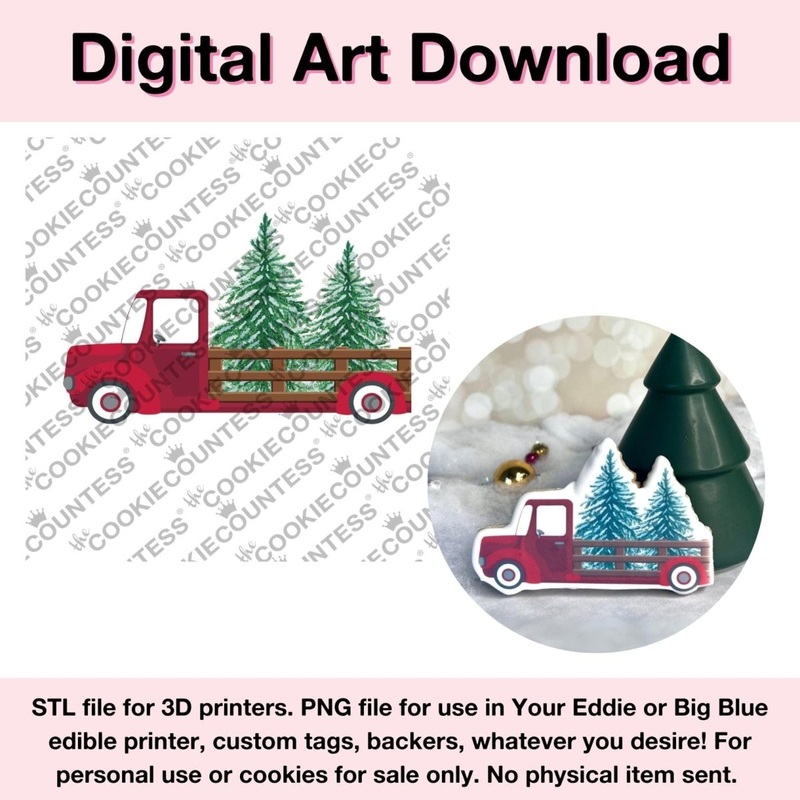 Vintage Truck with trees - Digital Download, Cutter and/or Artwork