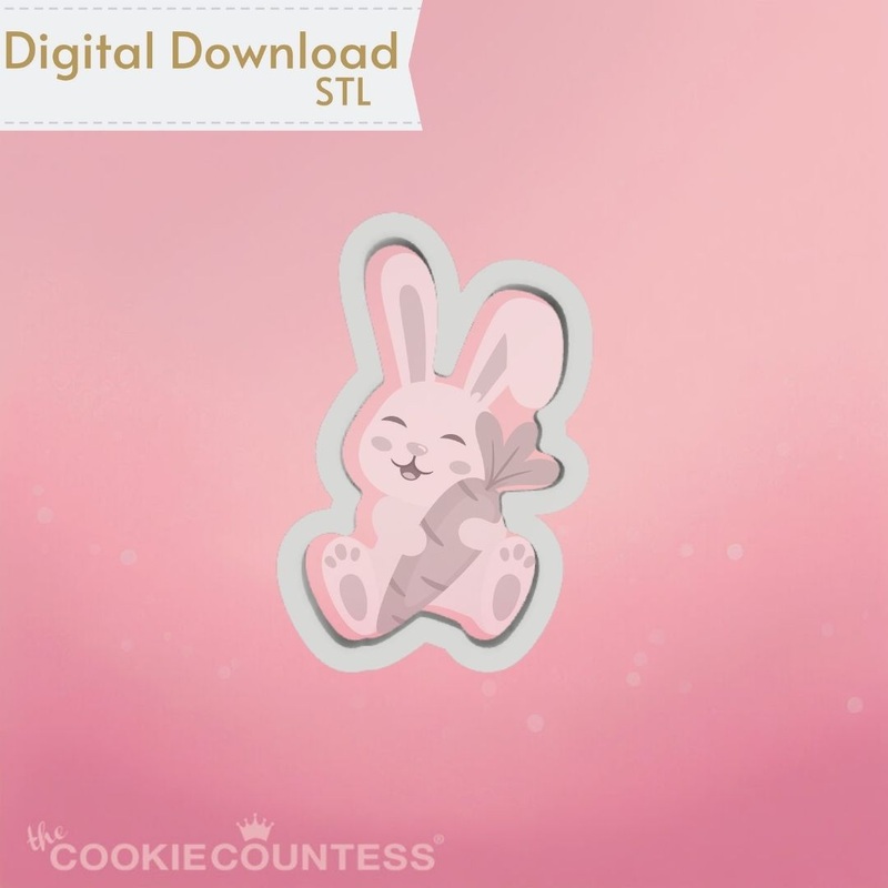 Bunny Hugging Carrot Cookie Cutter STL
