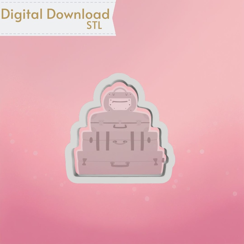 Stacked Luggage Cookie Cutter STL