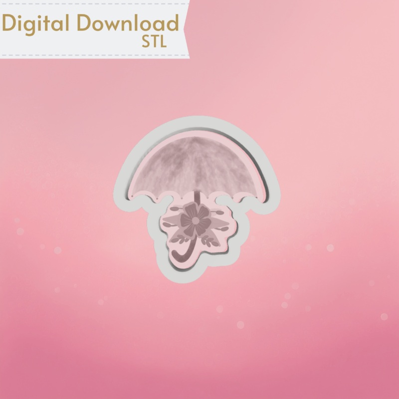 Umbrella With Flowers Cookie Cutter STL