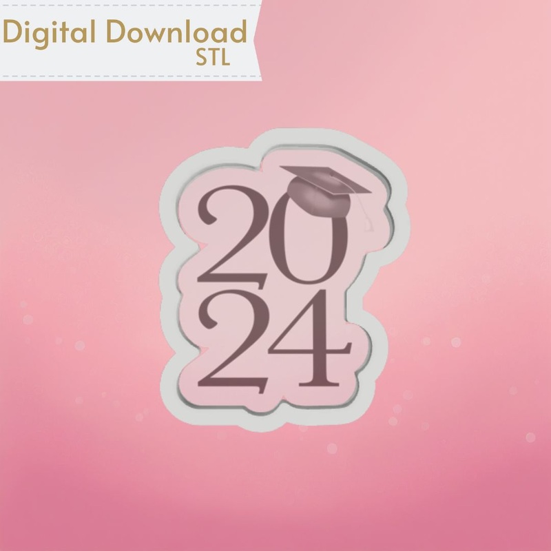 2024 with Grad Cap Cookie Cutter STL