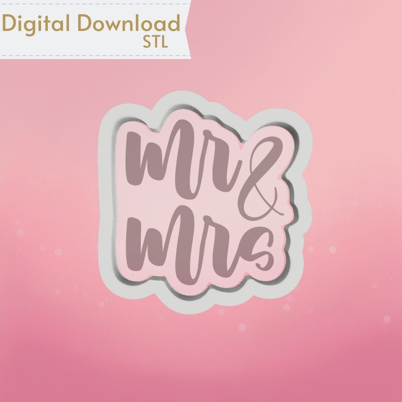 Mr. & Mrs. Plaque Cookie Cutter STL
