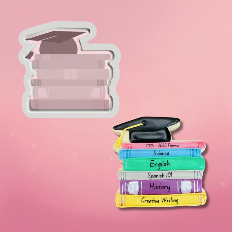Stacked Books with Grad Cap Cookie Cutter