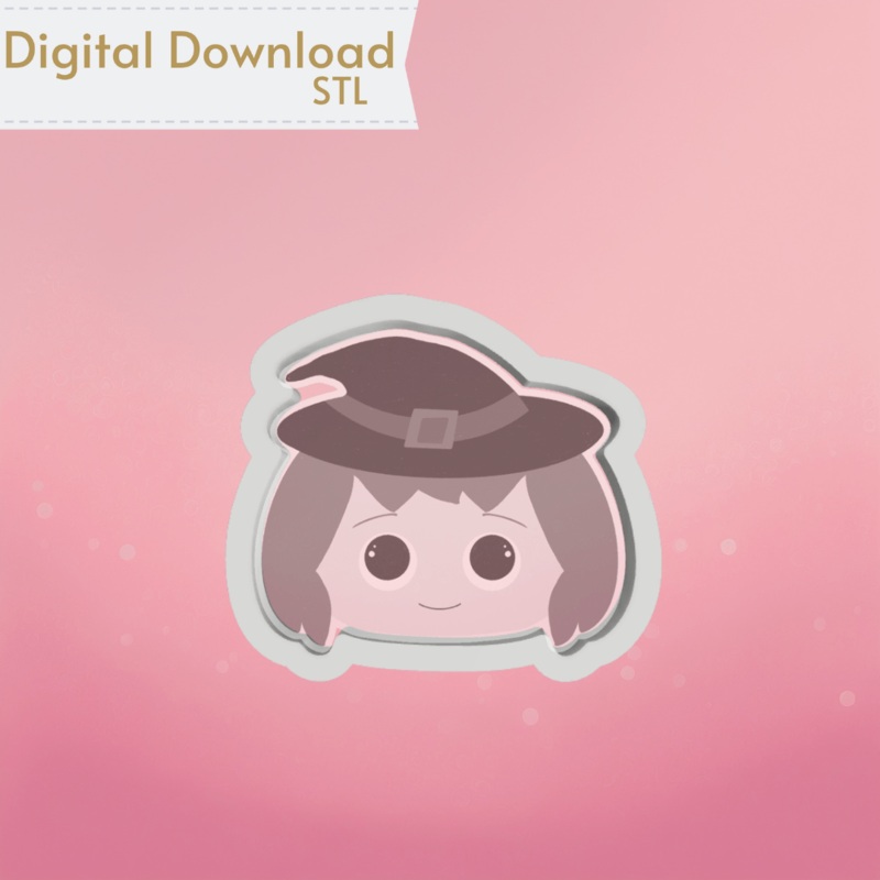Cute Witch Cookie Cutter STL