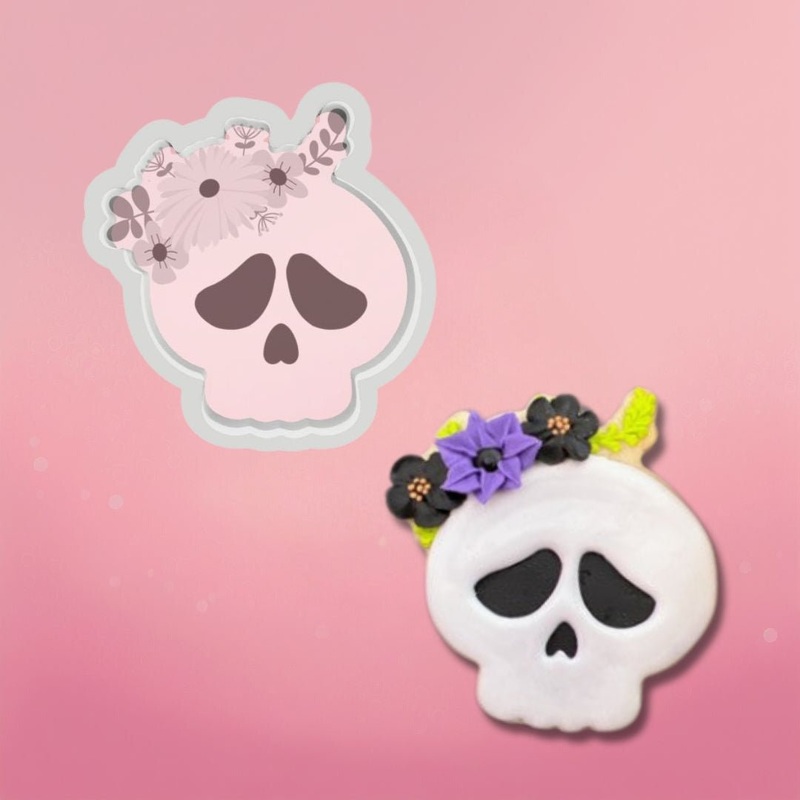 Skull with Flowers Cookie Cutter