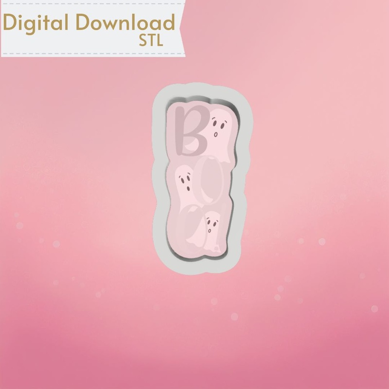 Tall BOO! Plaque Cookie Cutter STL