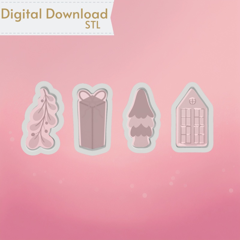 Christmas Set of 4 SKINNY Cutters STL