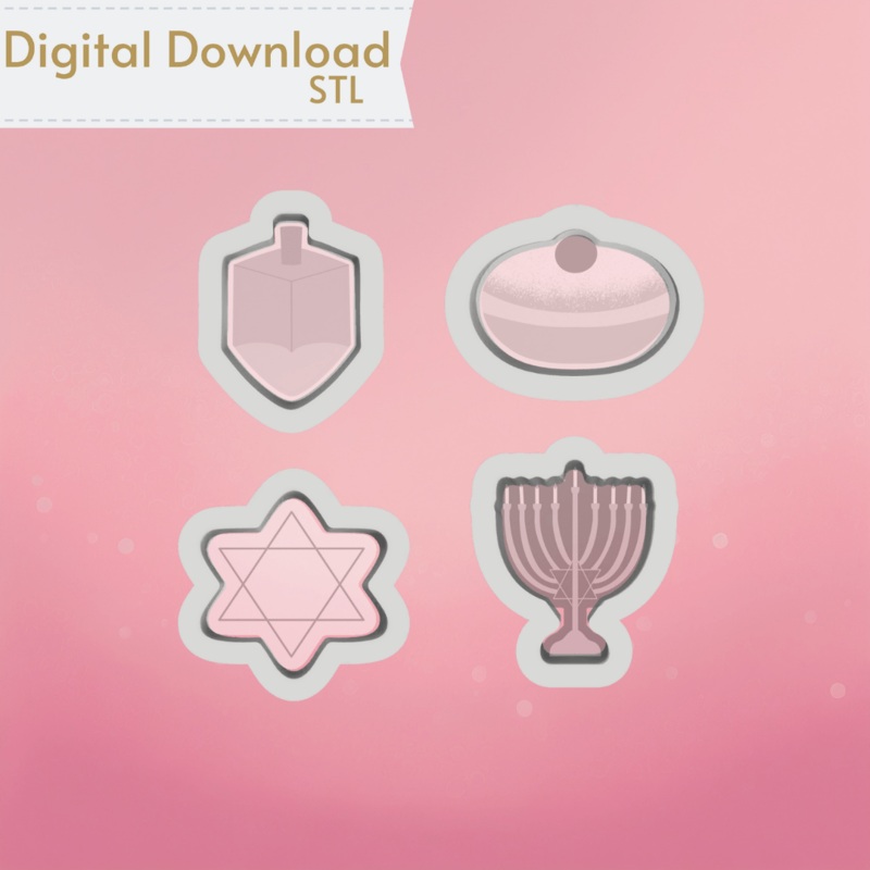 Hanukkah Set of 4 MINI Cutters STL
