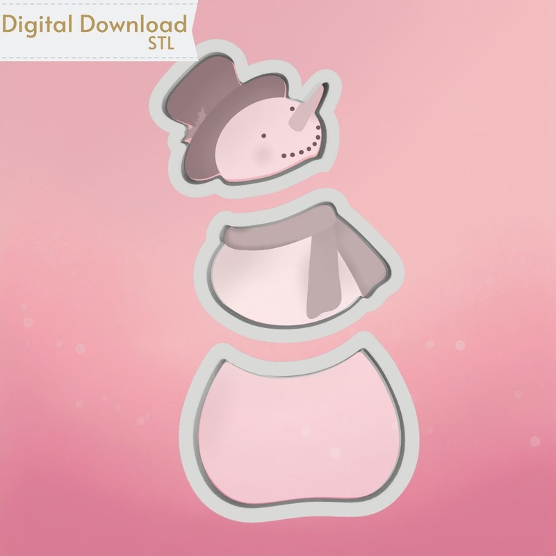 Snowman 3pc Cookie Cutter STL