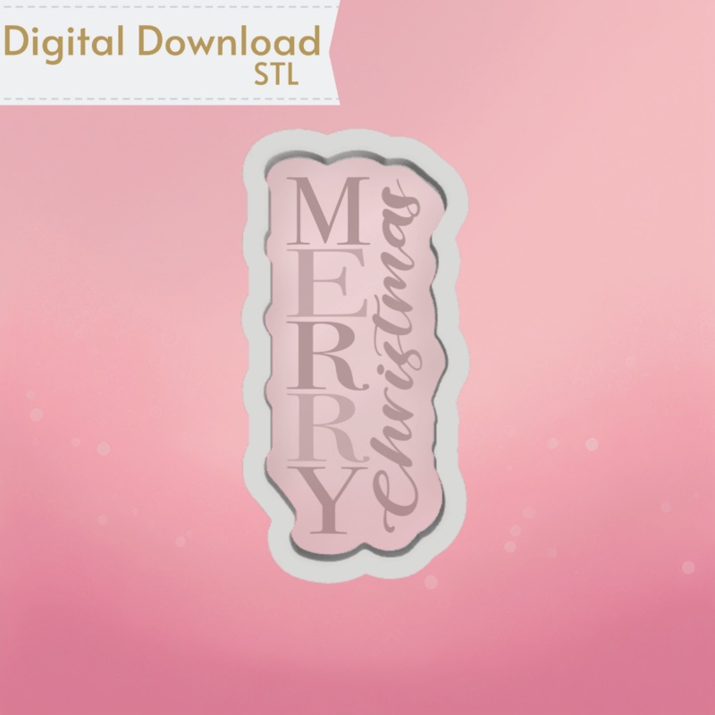 Vertical Merry Cookie Cutter STL