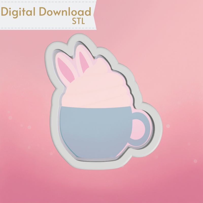 Bunny Ears Mug Cookie Cutter STL