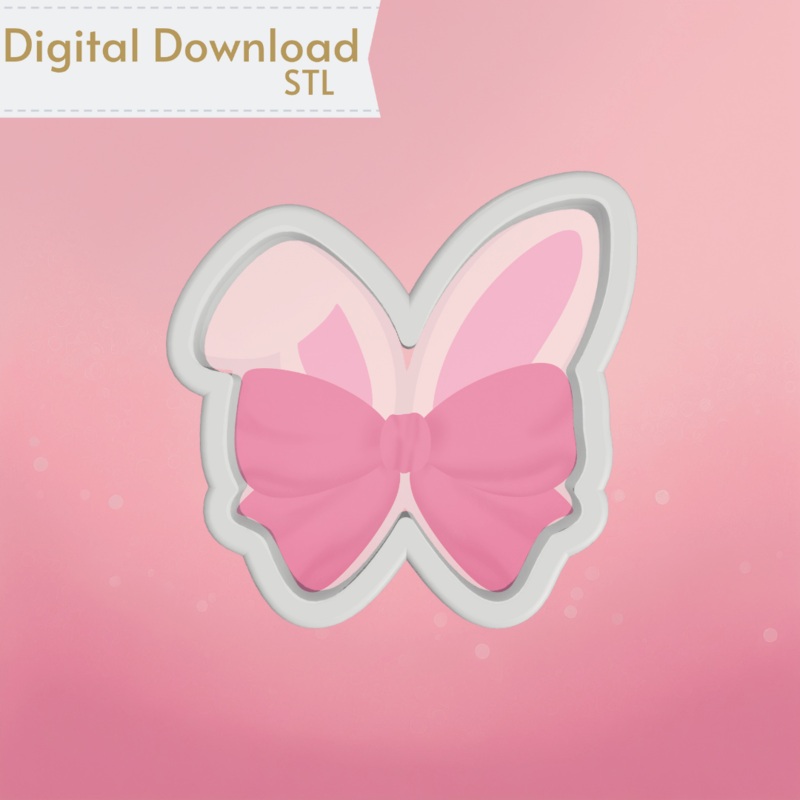 Bunny Ears with Bow Cookie Cutter STL