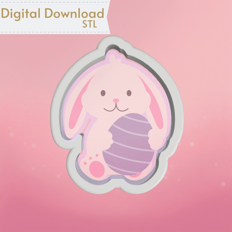 Bunny Hugging Egg Cookie Cutter STL