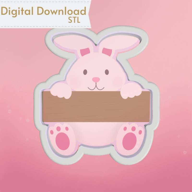 Bunny Name Plaque Cookie Cutter STL