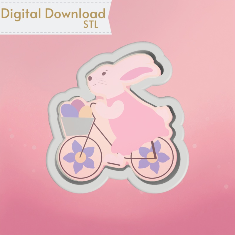 Bunny Riding Bike Cookie Cutter STL