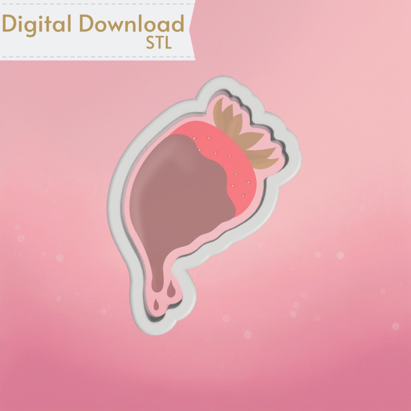Chocolate Drip Strawberry Cookie Cutter STL