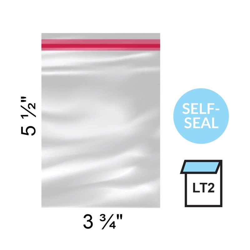 Clear Lip & Tape Bags 3 3/4 x 5 1/2" - pack of 100