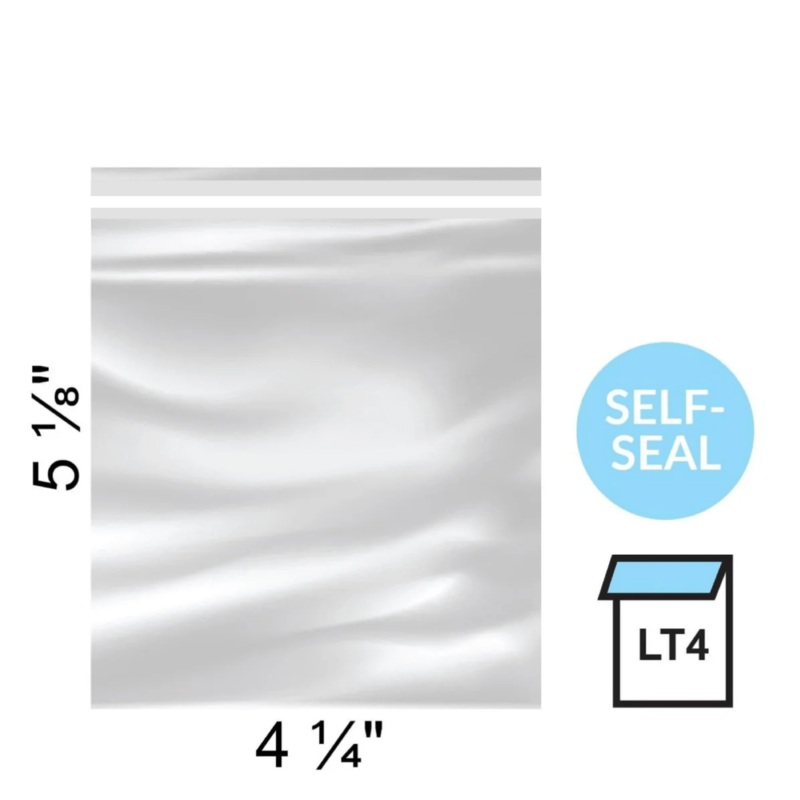 Clear Lip & Tape Bags 4 1/4 x 5 1/8" - pack of 100