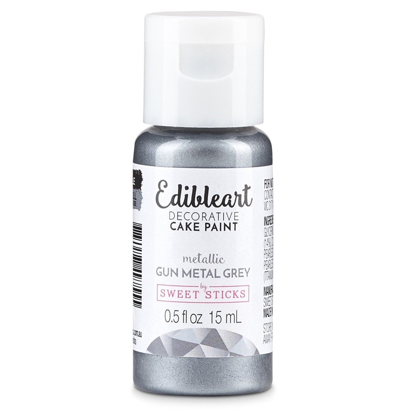Edible Art Decorative Paint - Metallic Gun metal Grey 15ml