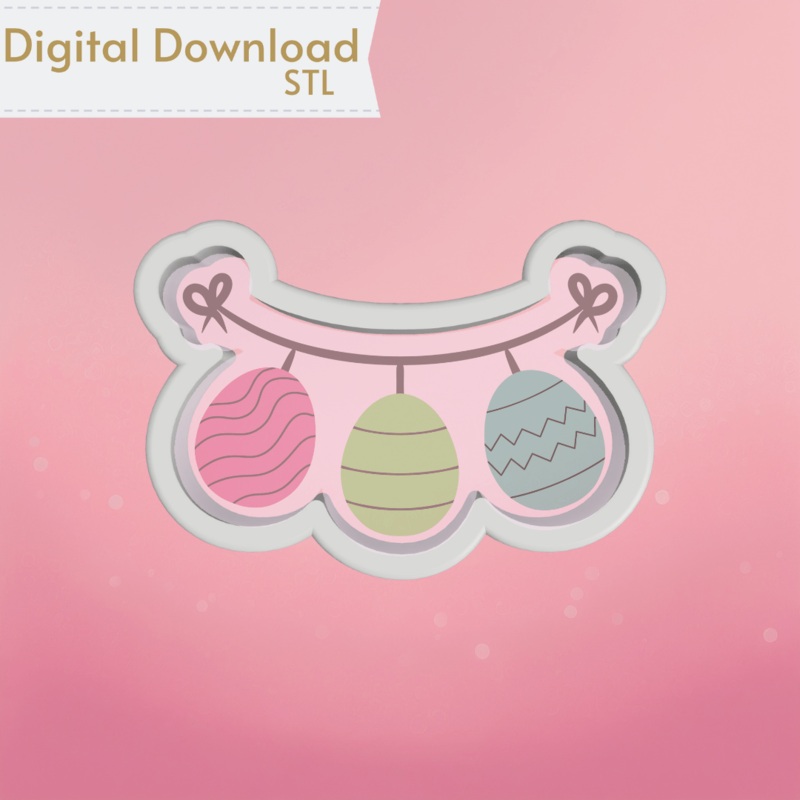 Egg Bunting Cookie Cutter STL