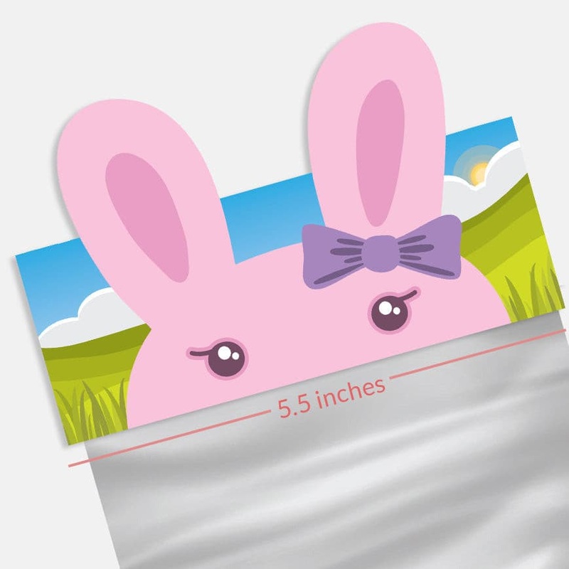 Funny Face Bag Topper 5.5" - Bunny Pink